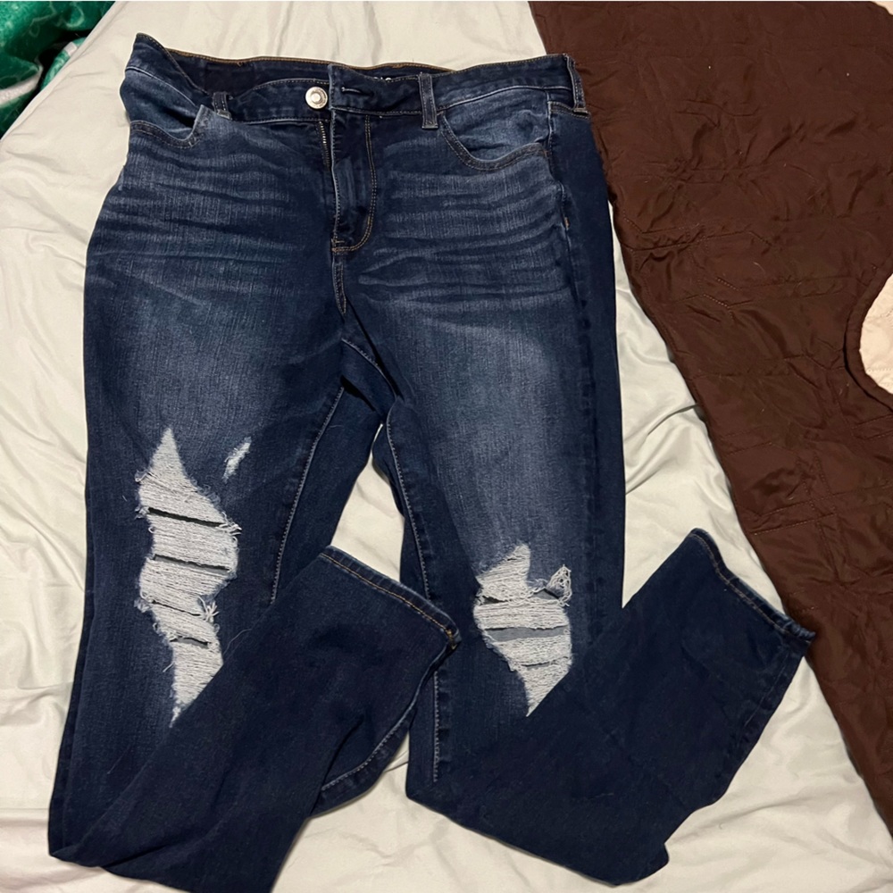 dark wash ripped skinny jeans high rise jeggings